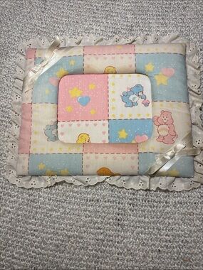 Vintage 1980’s Care Bears Padded Photo Frame Patchwork Pastel Lace Trim Cottage